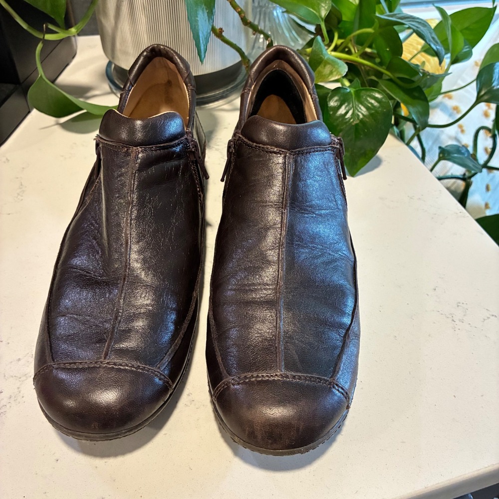 Walking Cradles Loafers 10M Leather Dual Zip Comfort Shoes Classic Professional